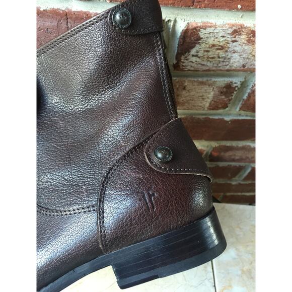 FRYE Melissa Back Zip Short Brown Antique Leather Boots 6.5 Button CLASSIC $328 - Picture 5 of 7